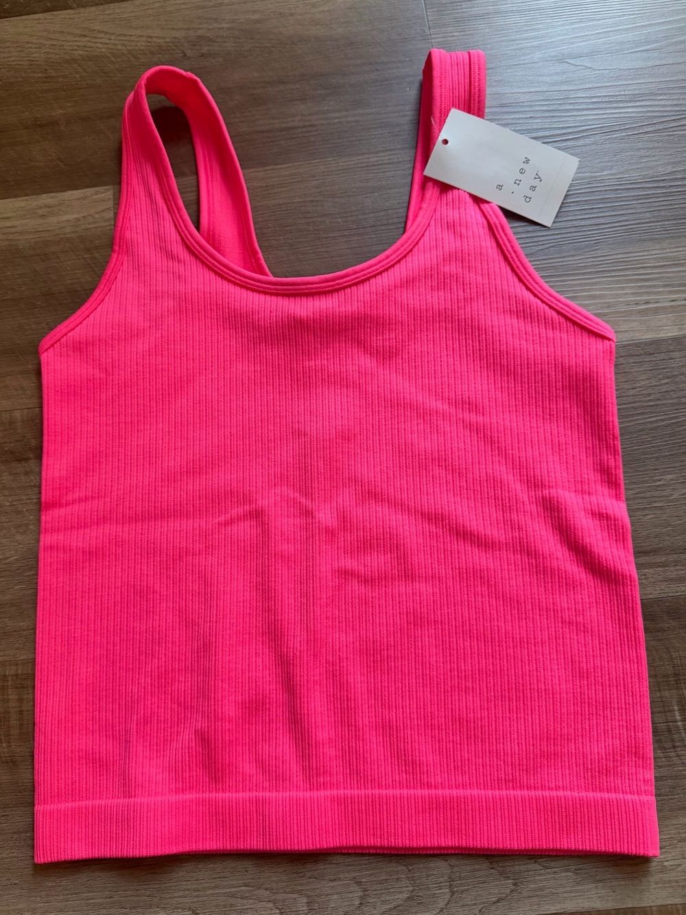 NWT - A New Day Ribbed Tank Top - Neon Pink - Sm